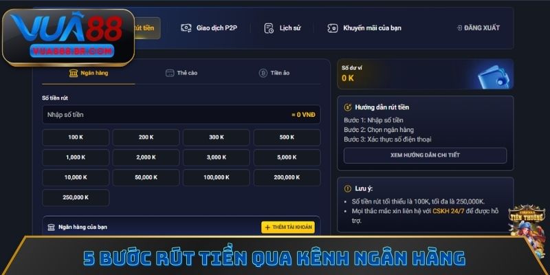 5 bước rút tiền Vua88 qua kênh ngân hàng