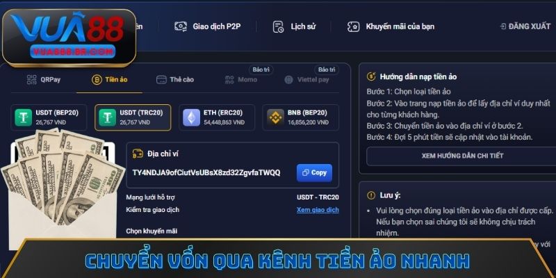 Chuyển vốn qua kênh tiền ảo nhanh