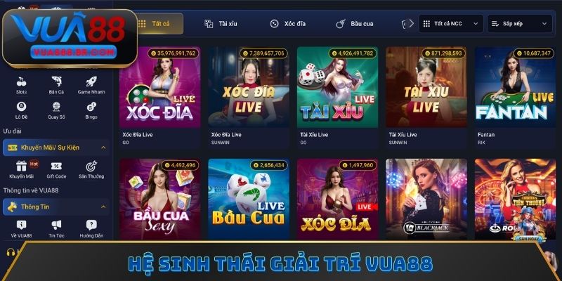 Hệ sinh thái giải trí Vua88