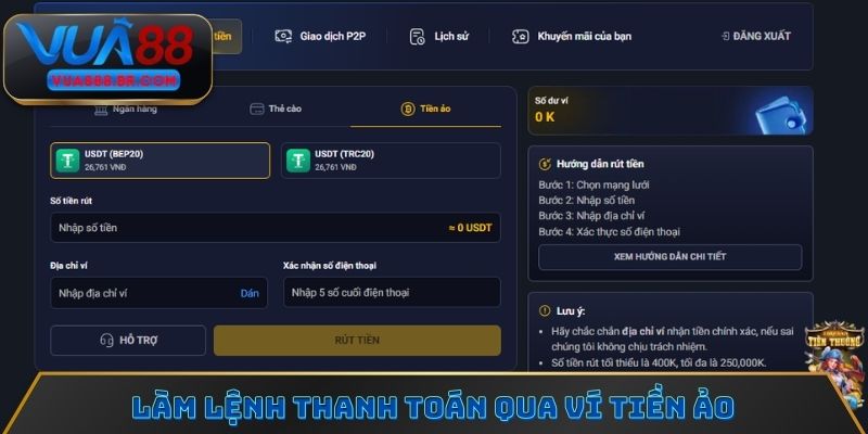 Làm lệnh thanh toán qua ví tiền ảo